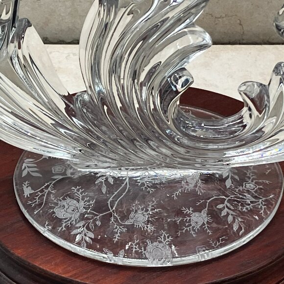 Vintage Fostoria Baroque CHINTZ Triple Tapered Candle Stand 6" Tall #2496 1930's - Picture 4 of 13